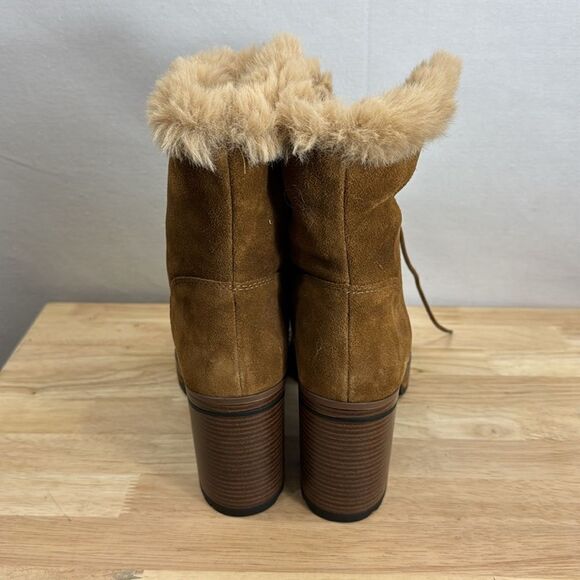 Steve Madden Women's Scoops Platform Lug-Sole Hiker Booties Chestnut Size 8 NIB - Picture 4 of 9